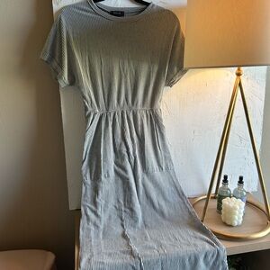 Roolee Monochrome Striped Midi Dress